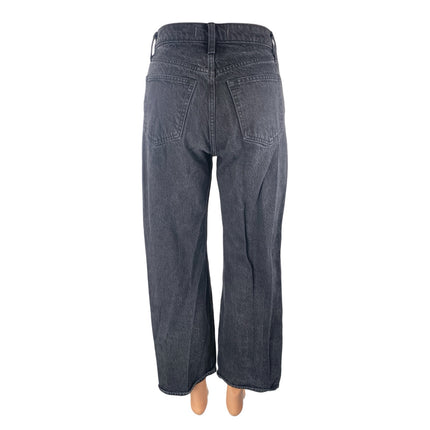 Abercrombie & Fitch Black High Rise Loose Baggy Wide Leg Denim Jeans Pants Sz 24