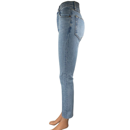 Abercrombie & Fitch The 90s Slim Straight High Rise Blue Denim Jeans Size 24