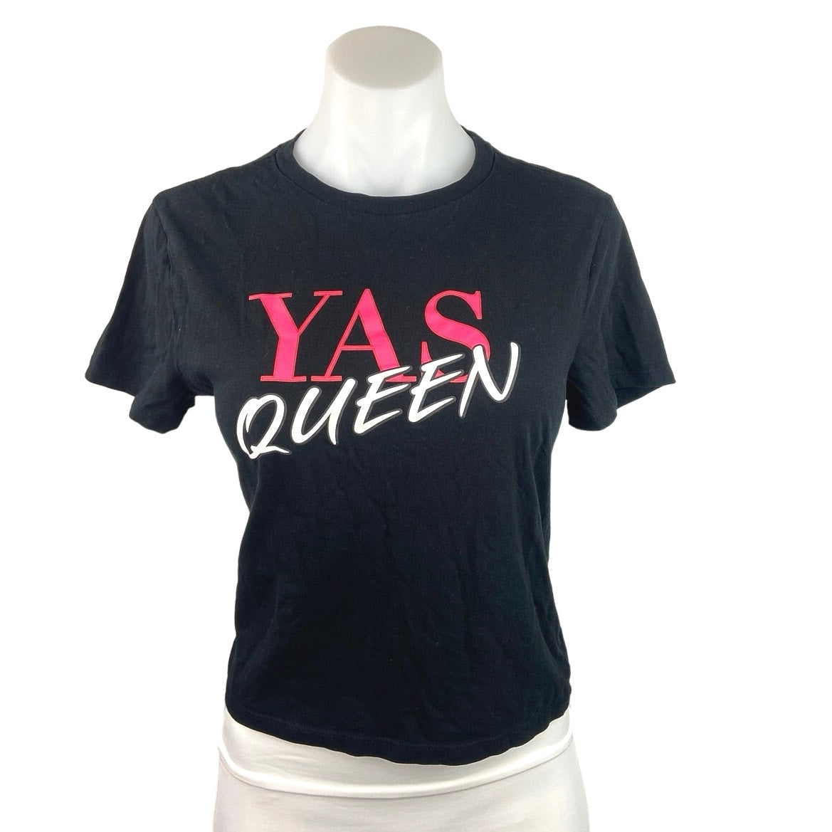 H M Divided Black Crew Neck Short Sleeve Yas Queen Basic T Shirt Top S Brie