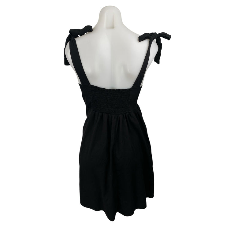 Clarisbelle Women's Black Tie Strap sleeveless Mini Tank Flare A-Line Dress Sz S