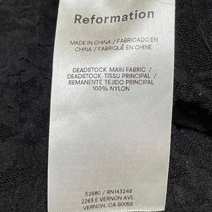 Reformation Women's Black Floral Lace Sheer Boat Neck Sleeveless Tank Crop Top S