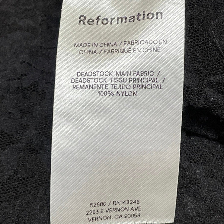 Reformation Women's Black Floral Lace Sheer Boat Neck Sleeveless Tank Crop Top S