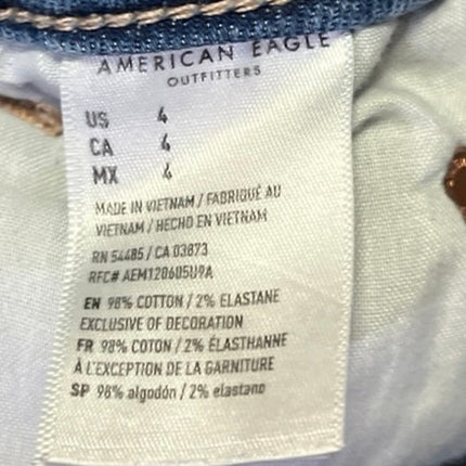 American Eagle Super Stretch Blue Distressed High Waisted Denim Jean Shorts 4