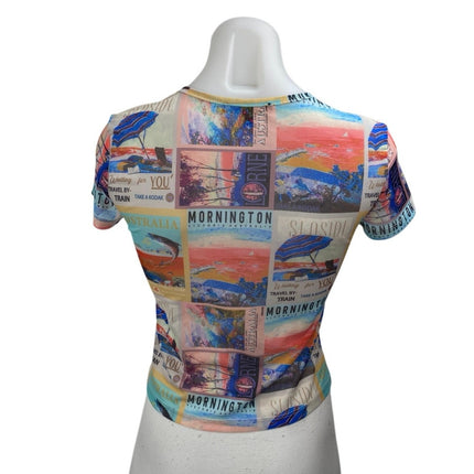 Brooklyn Karma Multicolor Graphic Print Crewneck Short Sleeve Tee T-shirt Top L