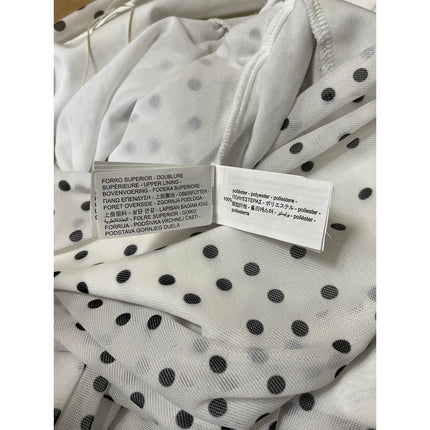 Zara Women's White Black Polka Dots Ruched Draped Flowy Mesh Maxi Skirt Size S