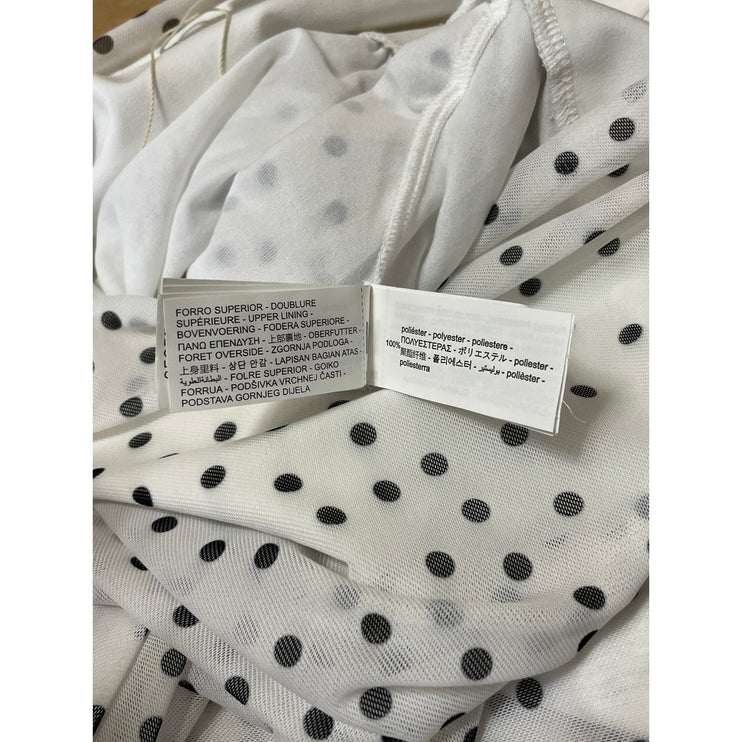 Zara Women's White Black Polka Dots Ruched Draped Flowy Mesh Maxi Skirt Size S