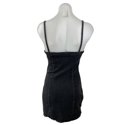 H&M Divided Womens Black Sleeveless Cami Camisole Mini Denim Jeans Tank Dress S
