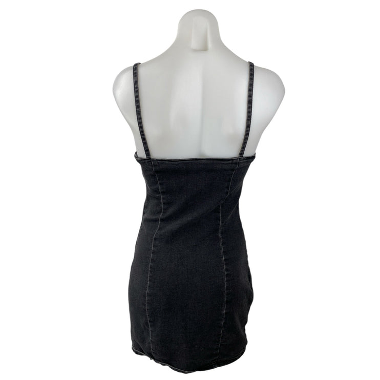 H&M Divided Womens Black Sleeveless Cami Camisole Mini Denim Jeans Tank Dress S