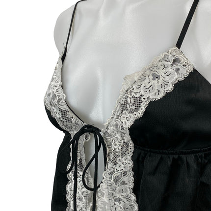 Princess Polly Arizone Lace Women's Black Sleeveless Tie Crop Cami Tank Top Sz 2