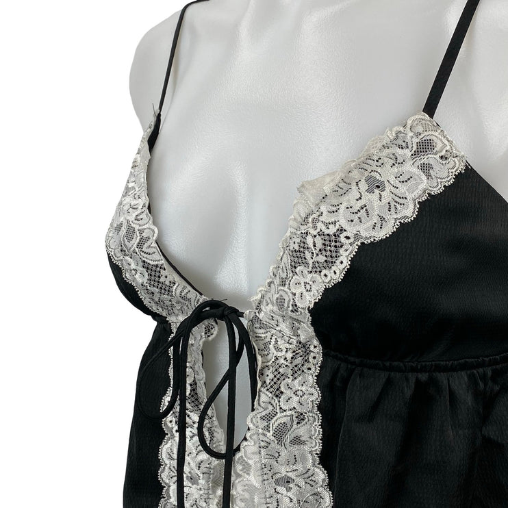 Princess Polly Arizone Lace Women's Black Sleeveless Tie Crop Cami Tank Top Sz 2