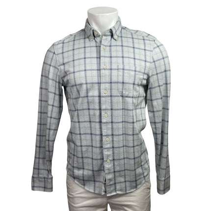 Faherty Coastline Mens Gray Blue Plaid Checkered Long Sleeve Button Down Shirt S