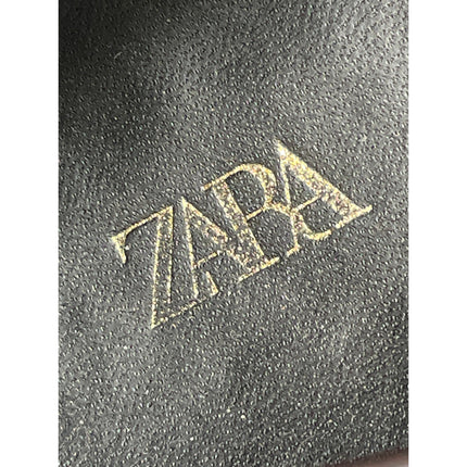 Zara Women's Brown Leather Chain Link Almond Toe Slip On Loafers Shoes Size 10.5