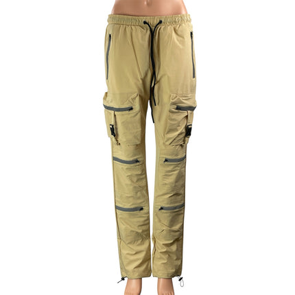 NEW Forever 21 Men's Khaki Tan Multi Zip Pocket Utility Cargo Jogger Pants Sz L