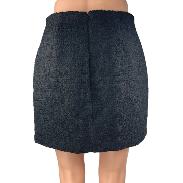 H&M Women's Black High Waisted Textured Zip Casual Pencil Mini Skirt Size 6