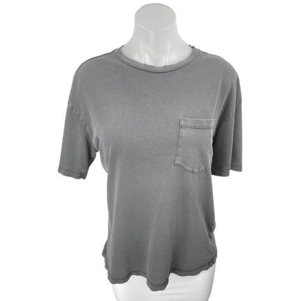 Zara Women's Gray Short Sleeve Crew Neck Basic Pocket T Shirt Tee Top Size S
