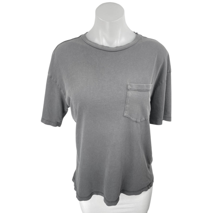 Zara Women's Gray Short Sleeve Crew Neck Basic Pocket T Shirt Tee Top Size S