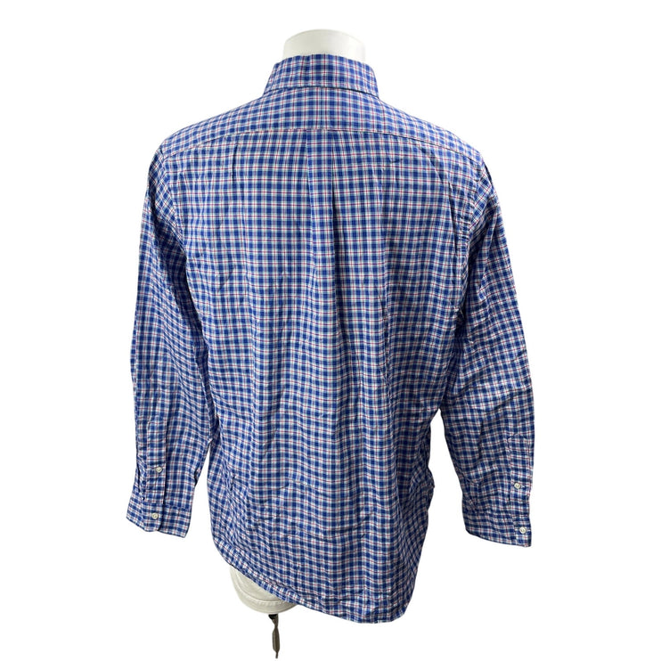 Ralph Lauren Men's Blue Plaid Flannel Long Sleeve Button Down Shirt Top Size XL
