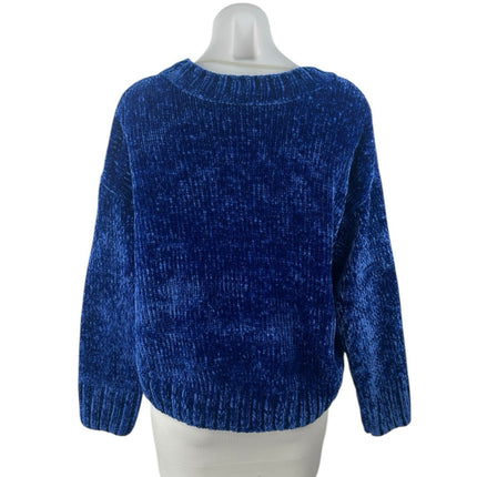 Sanctuary Women's Blue Ribbed Knit Long Sleeve Cozy Crew Neck Sweater Top Size S