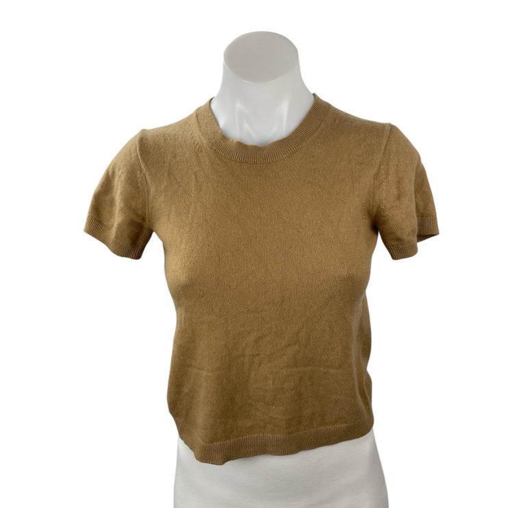 Everlane Women's Tan Khaki Short Sleeve Crew Neck Baby Tee T Shirt Top Size XS