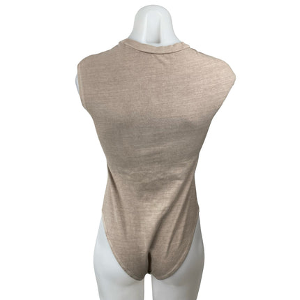 Zara Women's Beige Khaki Crew Neck Sleeveless Neutral Tank Bodysuit Top Size S