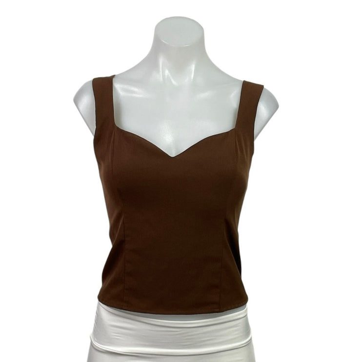 Abercrombie & Fitch Brown Sleeveless Sweetheart Smocked Cami Tank Top Size S