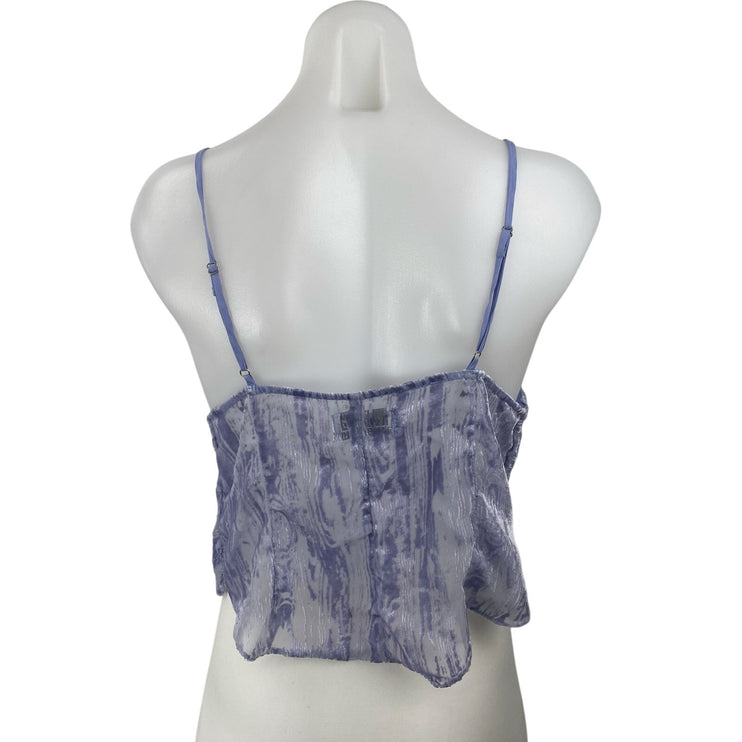 Urban Outfitters Esmie Blue Burnout Velvet Cowl Neck Cami Camisole Tank Top M