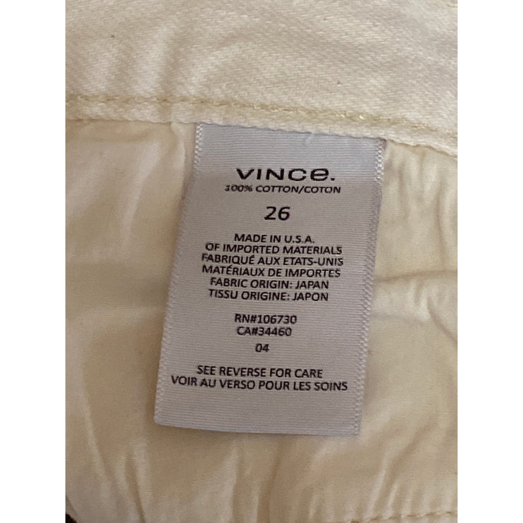 Vince Women's White High Waisted Frayed Raw Hem Straight Denim Jeans Pants Sz 26
