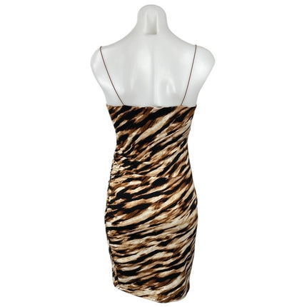 Leith Brown Black Zebra Sleeveless Split Cami Camisole Mini Bodycon Dress Size S