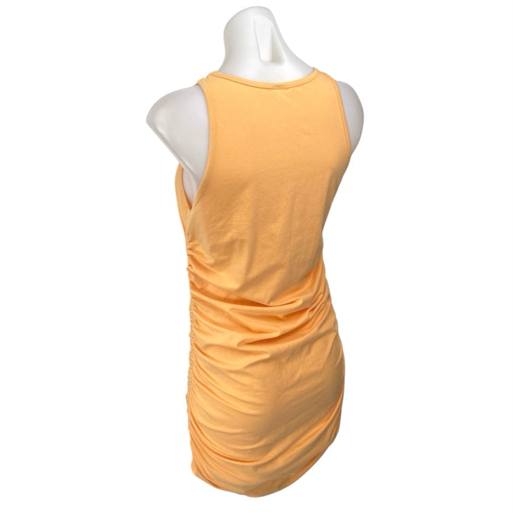 Aritzia TNA Women's Orange Ruched Tie Sleeveless Cami Mini Bodycon Tank Dress L