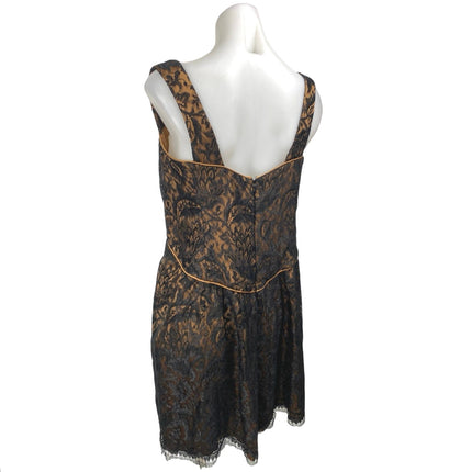 VTG Christopher Hunte 100% Silk Black Floral Lace Sleeveless Mini Sheath Dress M