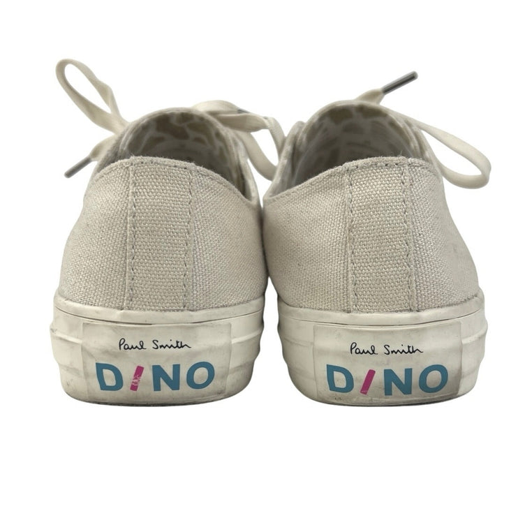 Paul Smith Dino Kids White Cream Canvas Low Top Lace Up Sneakers Shoes Size 6