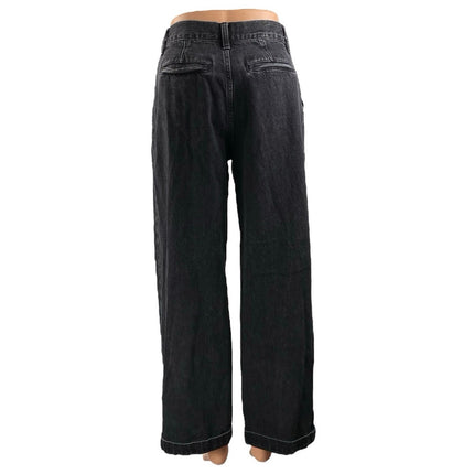 Madewell Baggy Straight Women's Black High Rise Pleated Denim Jeans Size 25