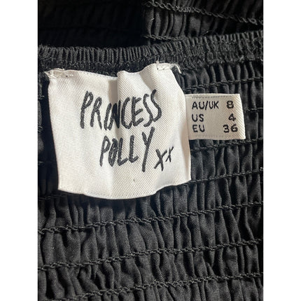 Princess Polly Amber Black Cut Out Puff Sleeves Tiered Mini A-Line Dress Size 4