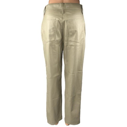 Madewell Perfect Vintage Cream Faux Leather High Rise Straight Trousers Pants 27