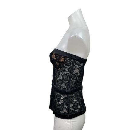 NEW La Perla Black Floral Lace Strapless Underwire Corset Bustier Top Size 2B