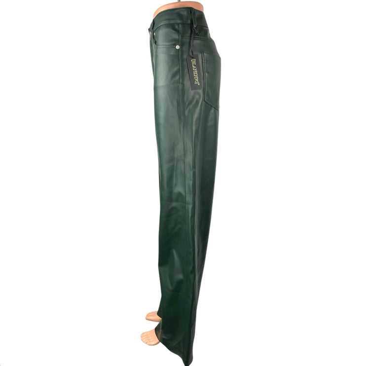 NEW Blank NYC Women's Green Faux Vegan Leather Wide Leg High Waist Pants Sz 28