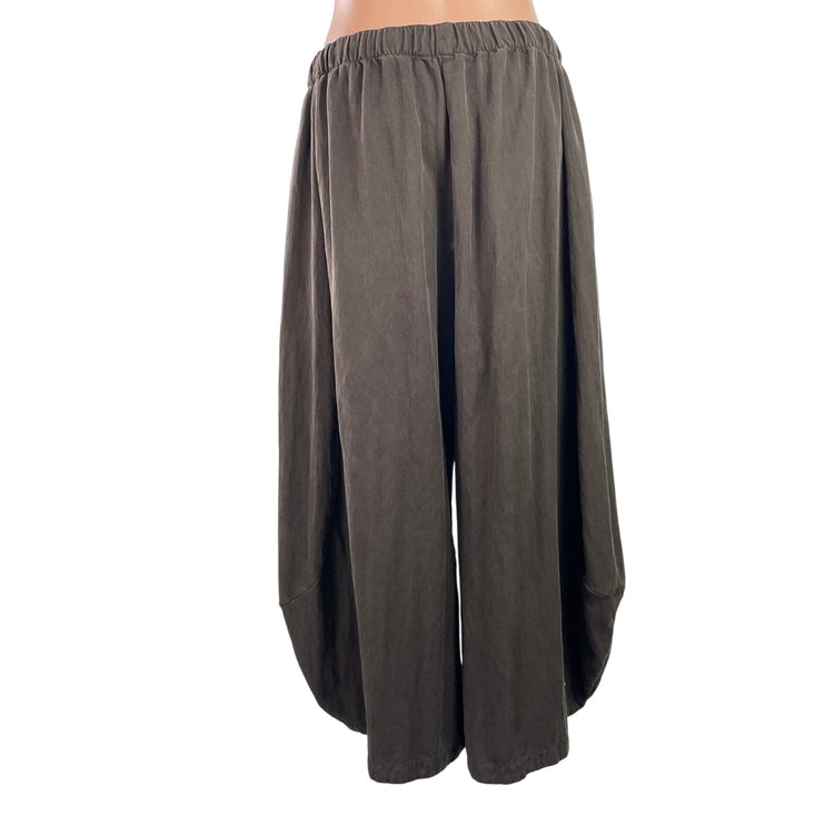 Zara Women's Brown High Rise Pleated Baggy Wide Leg Trousers Pants Size XL
