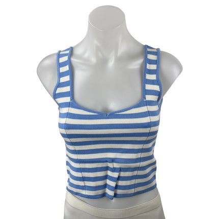 Abercrombie & Fitch Blue White Striped Sleeveless Cami Tank Crop Top Size S