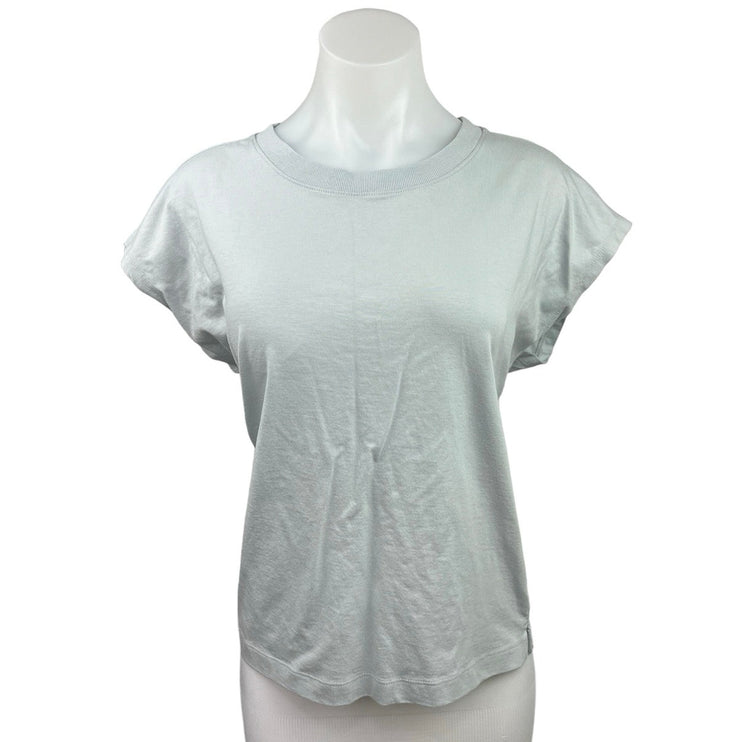 Ann Taylor LOFT Light Gray Crew Neck Cap Sleeve Pullover T Shirt Tee Top Size S