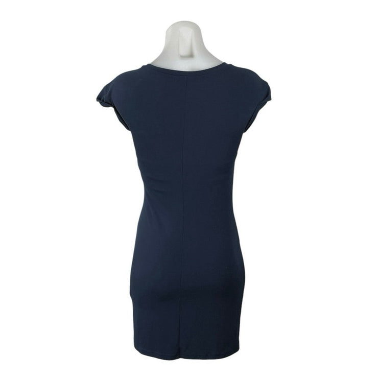 Banana Republic Navy Blue Short Cap Sleeve Crewneck Mini Bodycon Dress Size XXSP