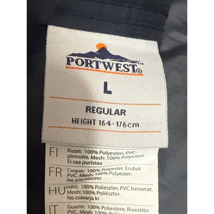 PortWest Men's Blue Hoodie Hooded Waterproof Workwear Rain Coat Jacket Size L