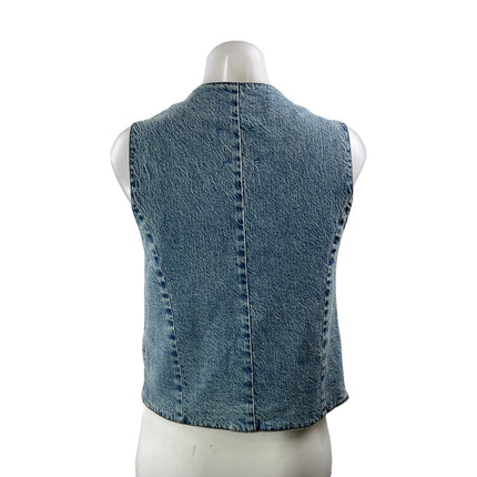 Habitual Women's Blue Sleeveless Button Down V Neck Denim Jean Vest Top Size S