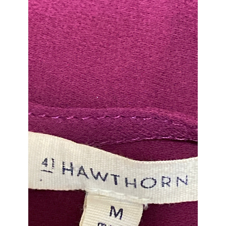 41 Hawthrorn Pink Purple Sleeveless Ruffle V Neck Tank Mesh Sheer Blouse Top M