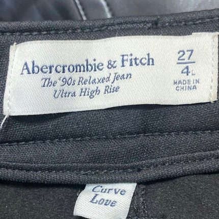 Abercrombie & Fitch The 90s Relaxed Jean Coated Black High Rise Denim Jeans 4