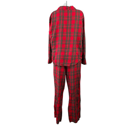 Victoria's Secret Lipstick Red Plaid Flannel Long Sleeve Sleepwear Pajama Set L