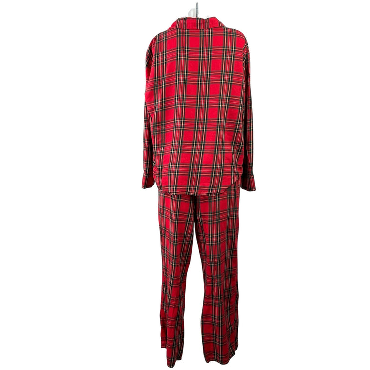 Victoria's Secret Lipstick Red Plaid Flannel Long Sleeve Sleepwear Pajama Set L