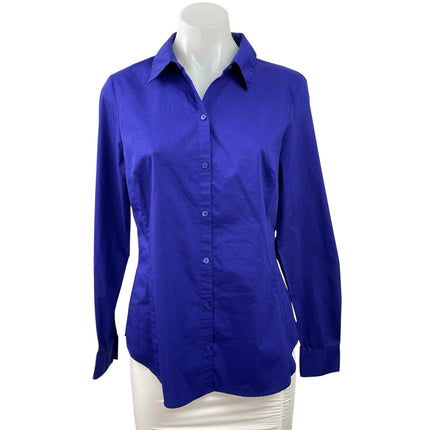 Worthington Womens Blue Collared Casual Long Sleeve Button Down Shirt Top Size 4