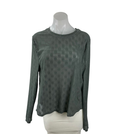 UGG Womens Green Floral Dot Mesh Crew Neck Long Sleeve Sweater Tee T-Shirt Top M
