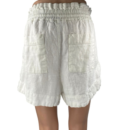 House of Harlow 1960 White Linen Drawstring High Rise Paperbag Shorts Size S