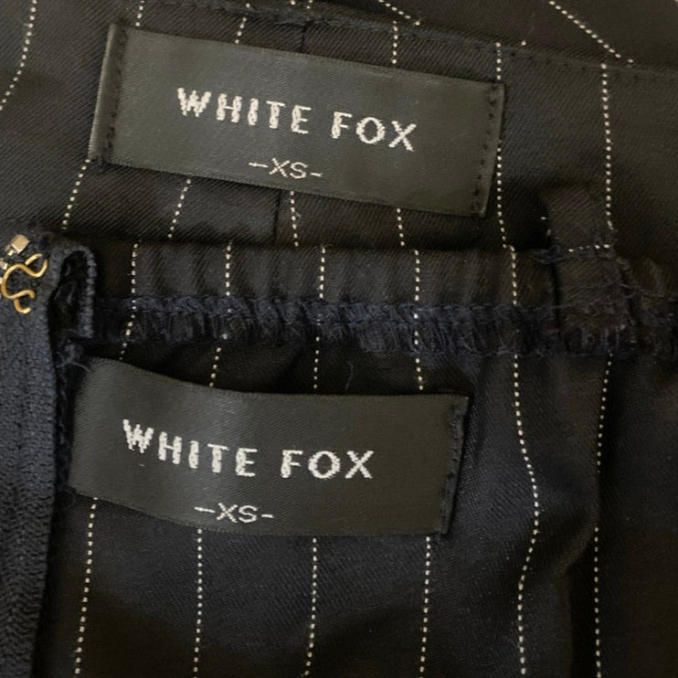 White Fox Black Pinstriped 2-Piece Crop Top & Bootcut Trousers Pants Set Size XS